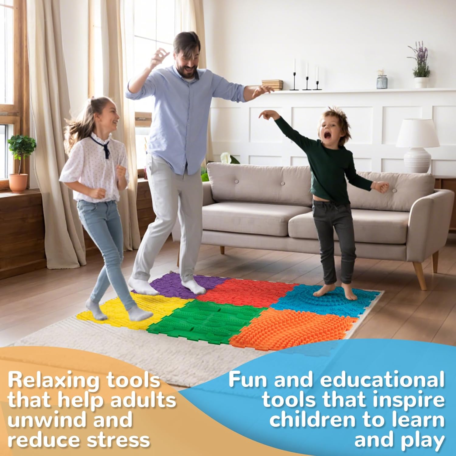 Art3d Sensory Mats for Autistic Children, Pack of 9 Massage Game Mat, Orthopedic Puzzle Play Mats,Textured Sensory Floor Tiles and Pads for Autism, Toddlers Sensory Room Must Haves