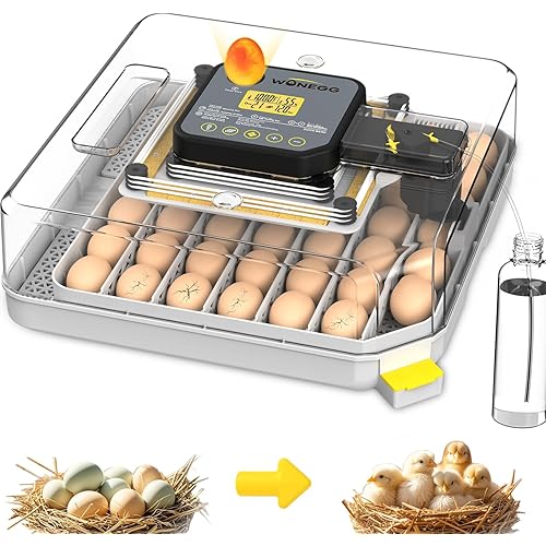 Egg Incubator Incubator for Hatching Eggs 48 Eggs for Lab Home Farm with Automatic Egg Turning 360° Egg Candler Viewing for Chicken, Ducks, Goose, Quail