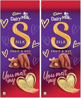 Cadbury Dairy Milk Silk Fruit and Nut Valentine's Gift Pack Chocolate Bar, 129 g (Pack of 2)