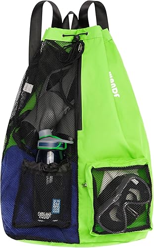 WANDF Mochila de Malla con Cordón para Natación, con Bolsillo para Artículos Húmedos, para Natación, Gimnasio y Equipo de Entrenamiento