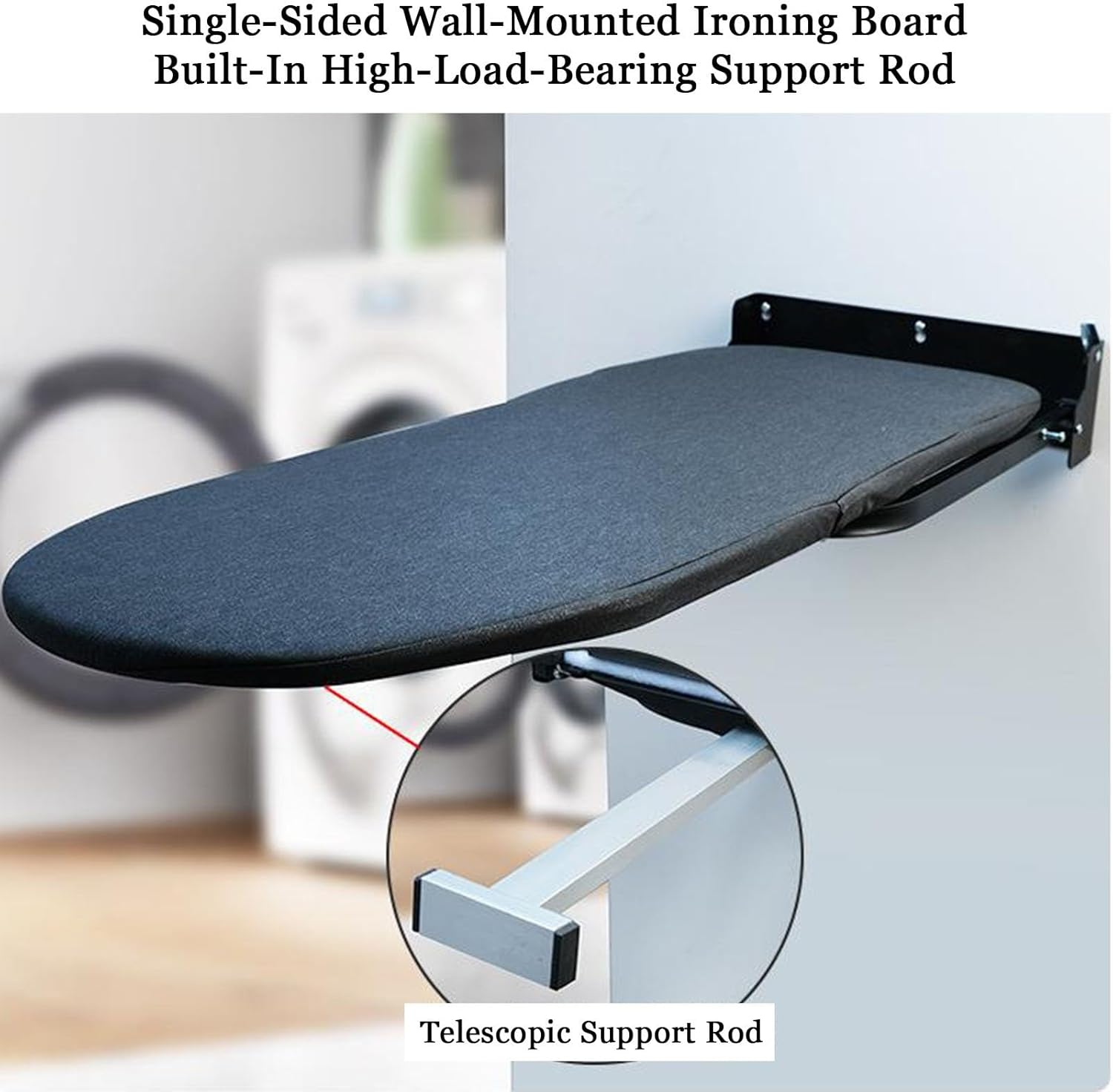 Retractable Pull Out Ironing Board,Wall-Mounted Folding Ironing Board,with Heat Resistant Ironing Cover,for Laundry Room Apartment Small Spaces