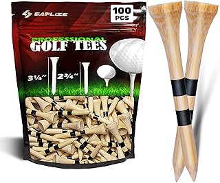 SAPLIZE Tees de Golf de bambú 150 Piezas, Cuatro Opciones de tamaño (38 mm / 54 mm / 70 mm / 83 mm) - Tees de Golf biodegradables, más duraderos y estables