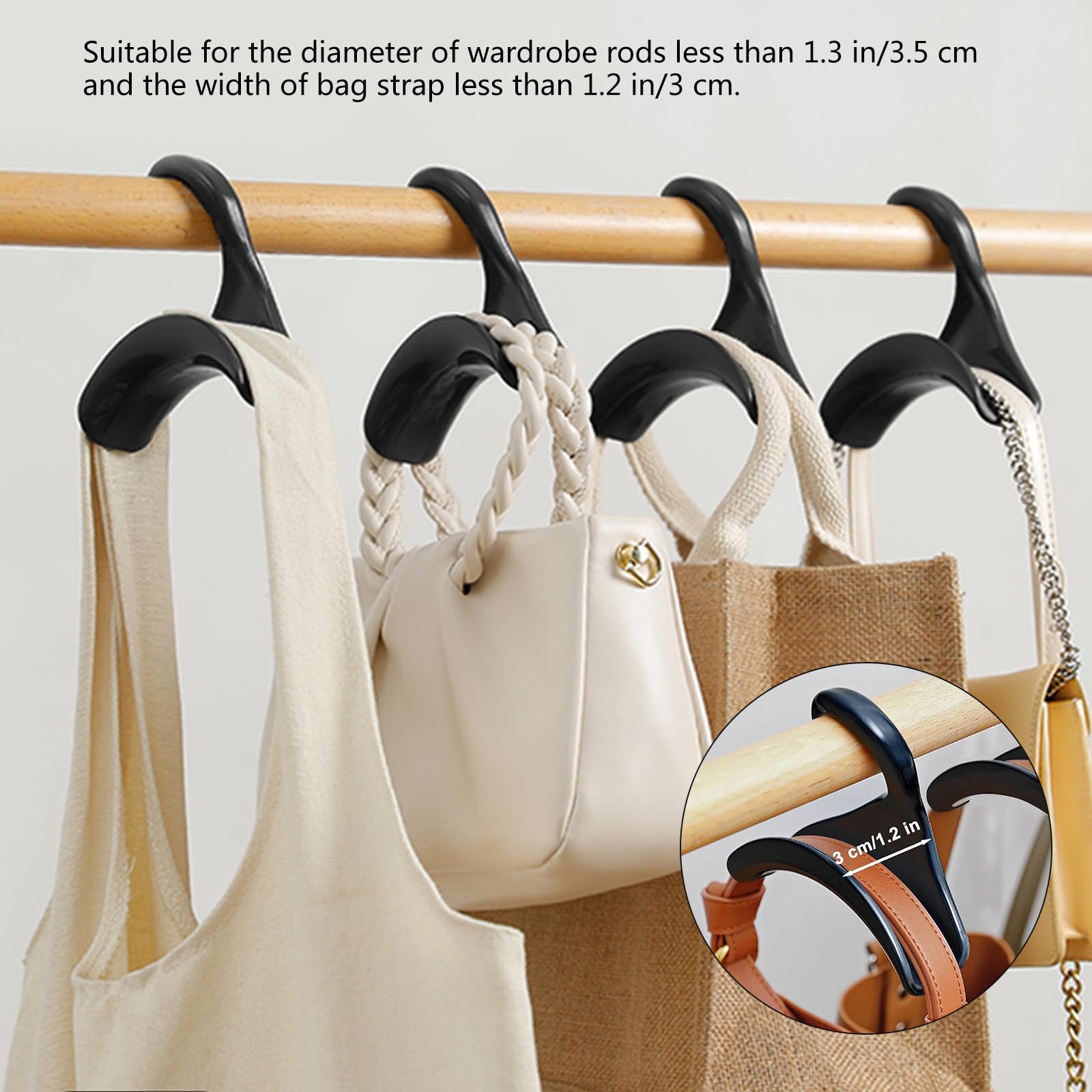 Lot De 8 Crochets Penderie Pour Sacs à Main – Organisateur Armoire Blanc, Support Pour Sacs, Foulards, Chapeaux Et Ceintures