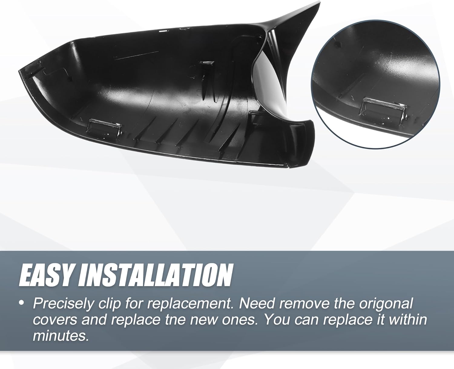 X AUTOHAUX Pair Car Rear View Left Right Side Mirror Cover Cap Replacement Gloss Black for BMW 525i 528i 530i 535i 550i 640i 650i 740Li 750i Mirror Guard Covers Exterior Decoration Trim