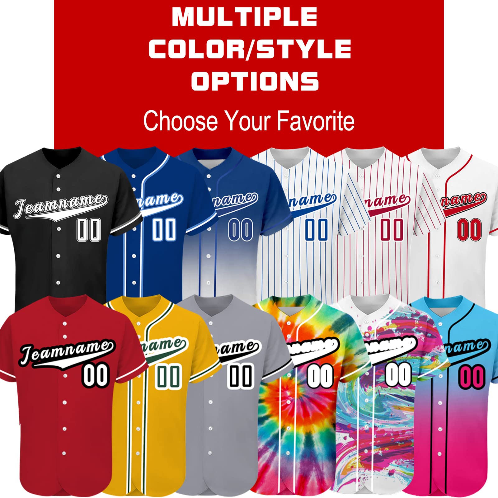 Custom Baseball Jersey Men Women Customize Button Down Personalized Baseball Shirt Print Name Numbers Logo for Adult/Youth