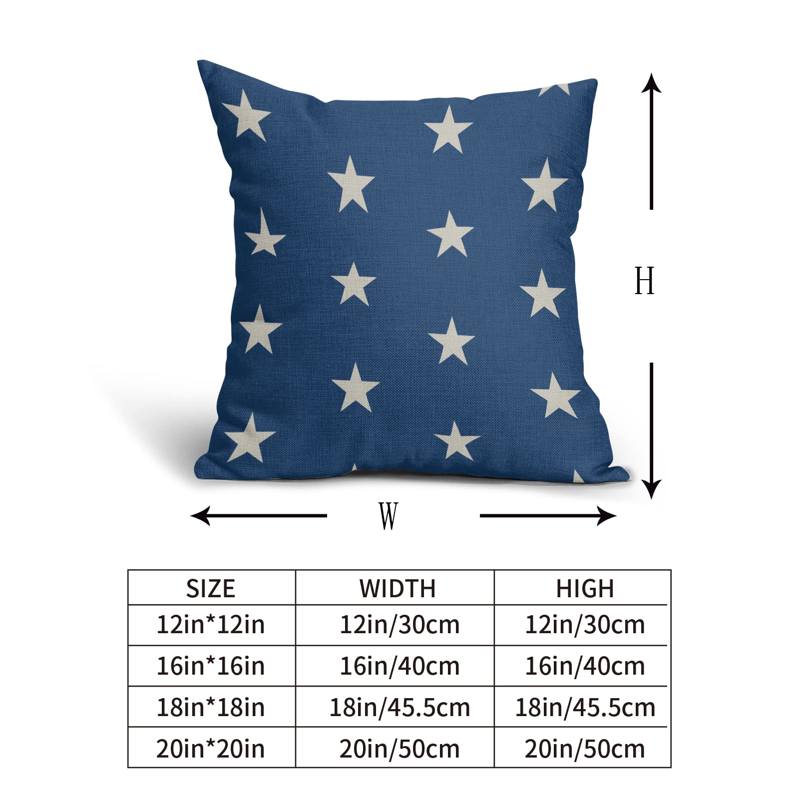 4th of July Pillow Covers 18x18 Blue Stars Red Stripes Memorial Day Independence Day American Patriotic Decorative PillowCase for Couch Sofa Home Throw Pillows Square Linen Cushion Case, Set of 3