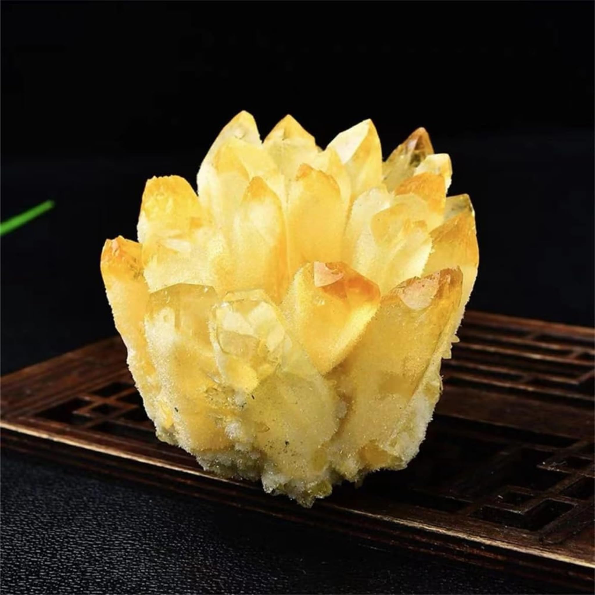 Natural Crystal Cluster Phantom Quartz Points | Gemstone Geodes for Positive Energy, Home, Office, Decoration (Citrine, 350-400 Grams)-image-9