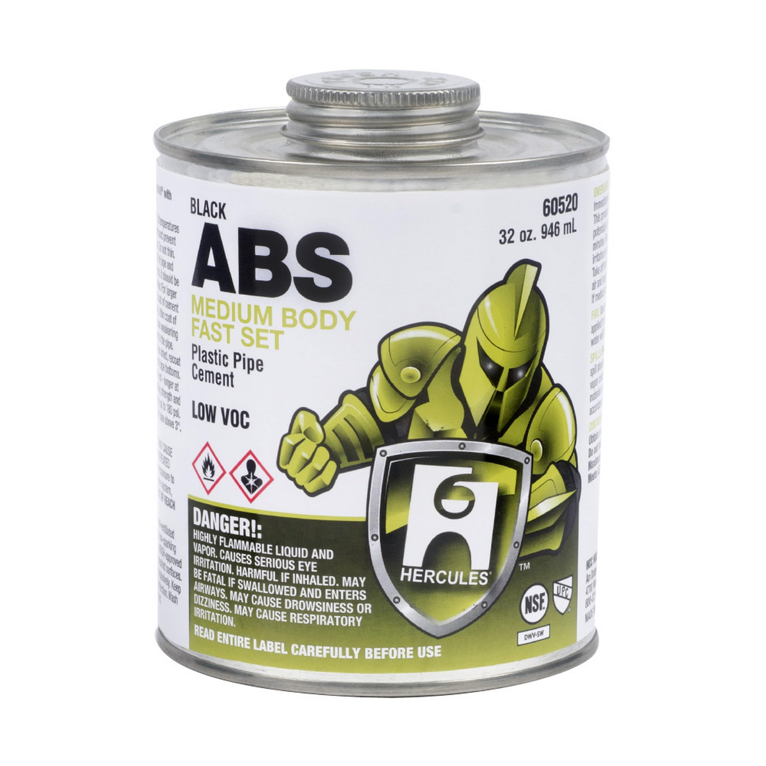 Oatey OAT-60520 Hercules ABS Medium Black 32-Ounce Fast Set Cement