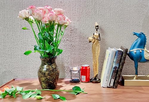 Miniatura 7 de ZHIPINHUI Florero de mosaico de vidrio de 8 pulgadas de alto, florero decorativo para decoración del hogar, moderno jarrón de mosaico de tamaño