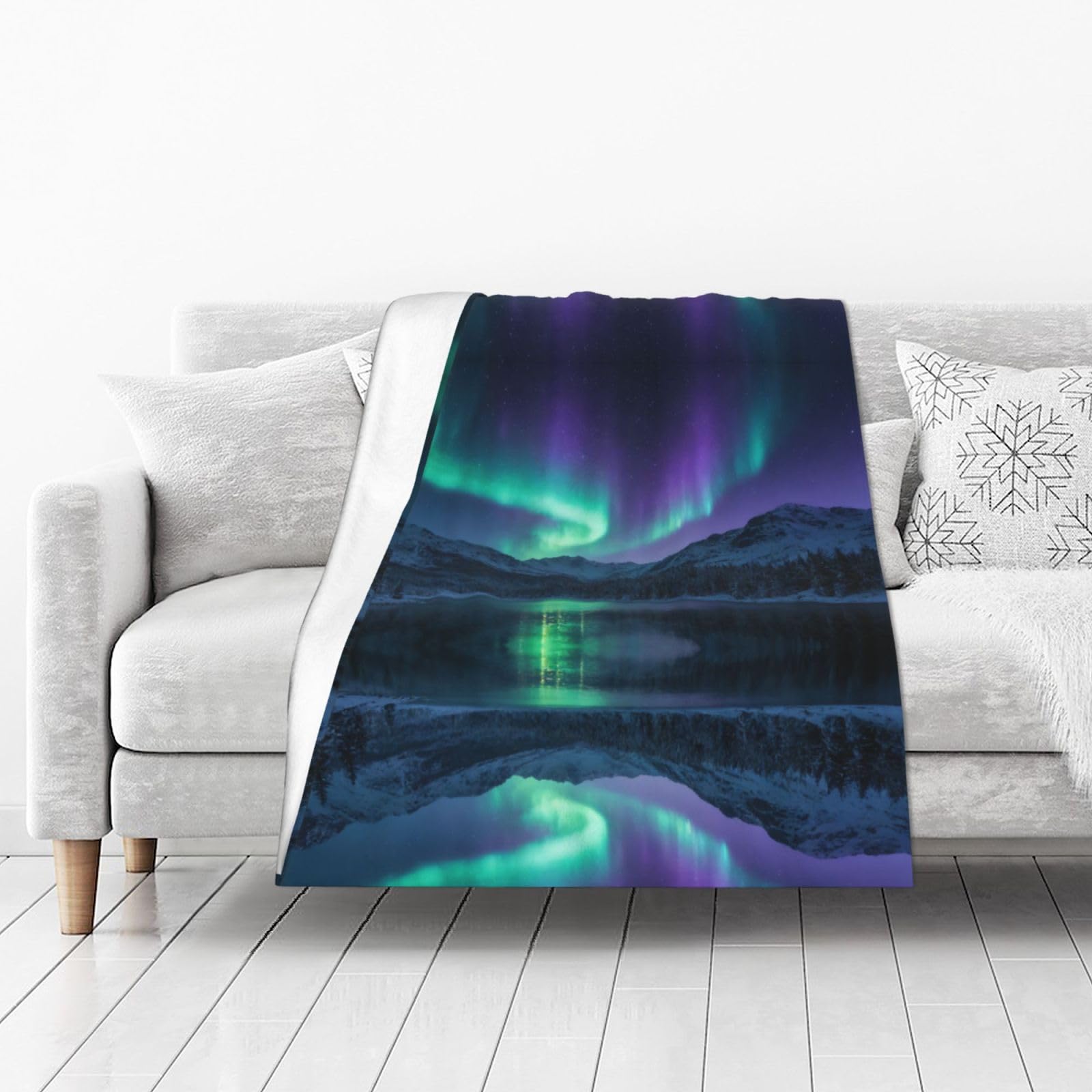 DUYIOKH Light Over Lake Print Thick Throw Blanket, Blanket for Couch Bed Warm Travel Blanket for Camping Movie Night