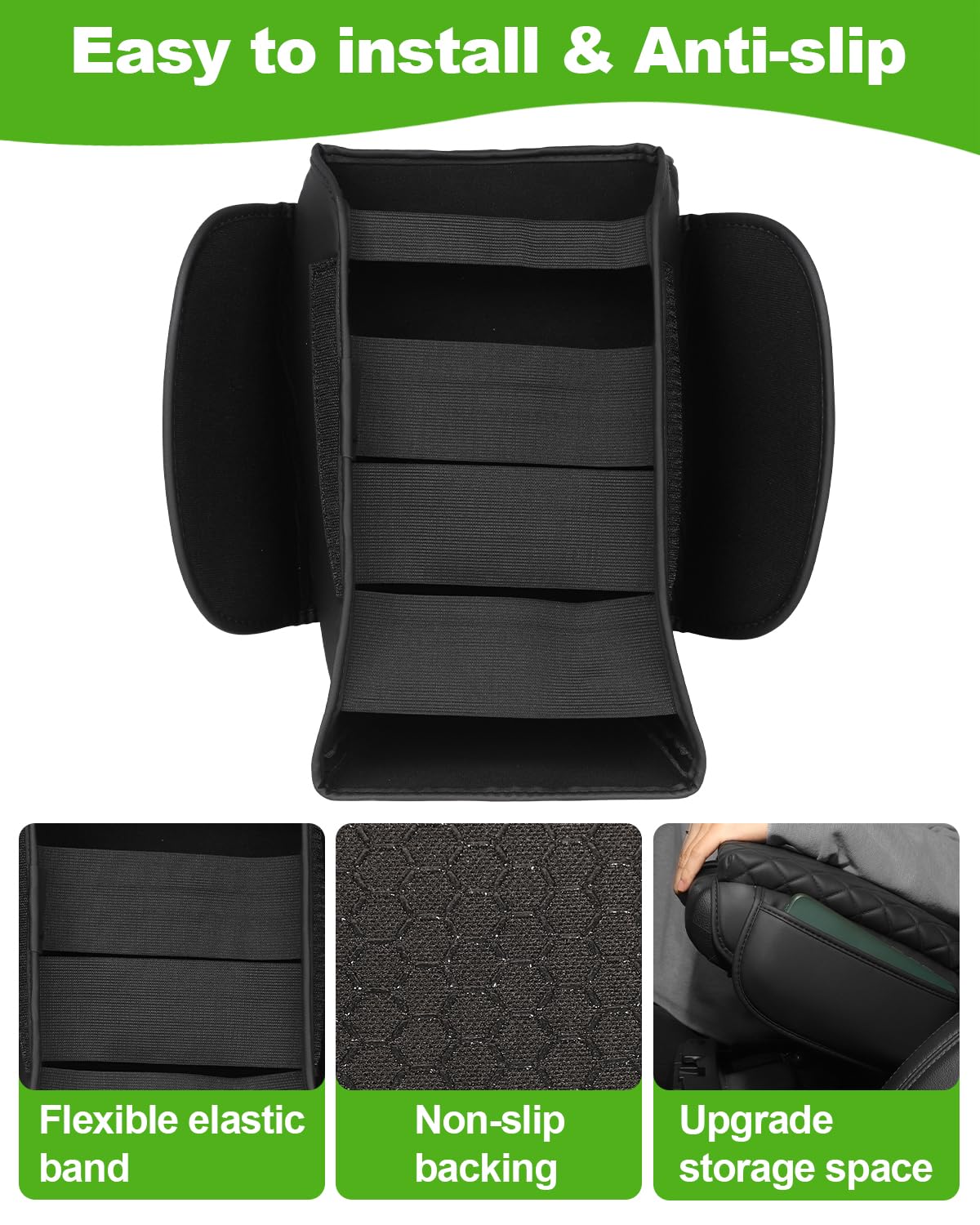 Für Jeep Wrangler JK JKU 2011–2017 Mittelkonsole Abdeckung Armlehne Abdeckung Jeep Zubehör Armlehne Pad Konsole Kissen Deckel Schwarz Leder mit Taschen