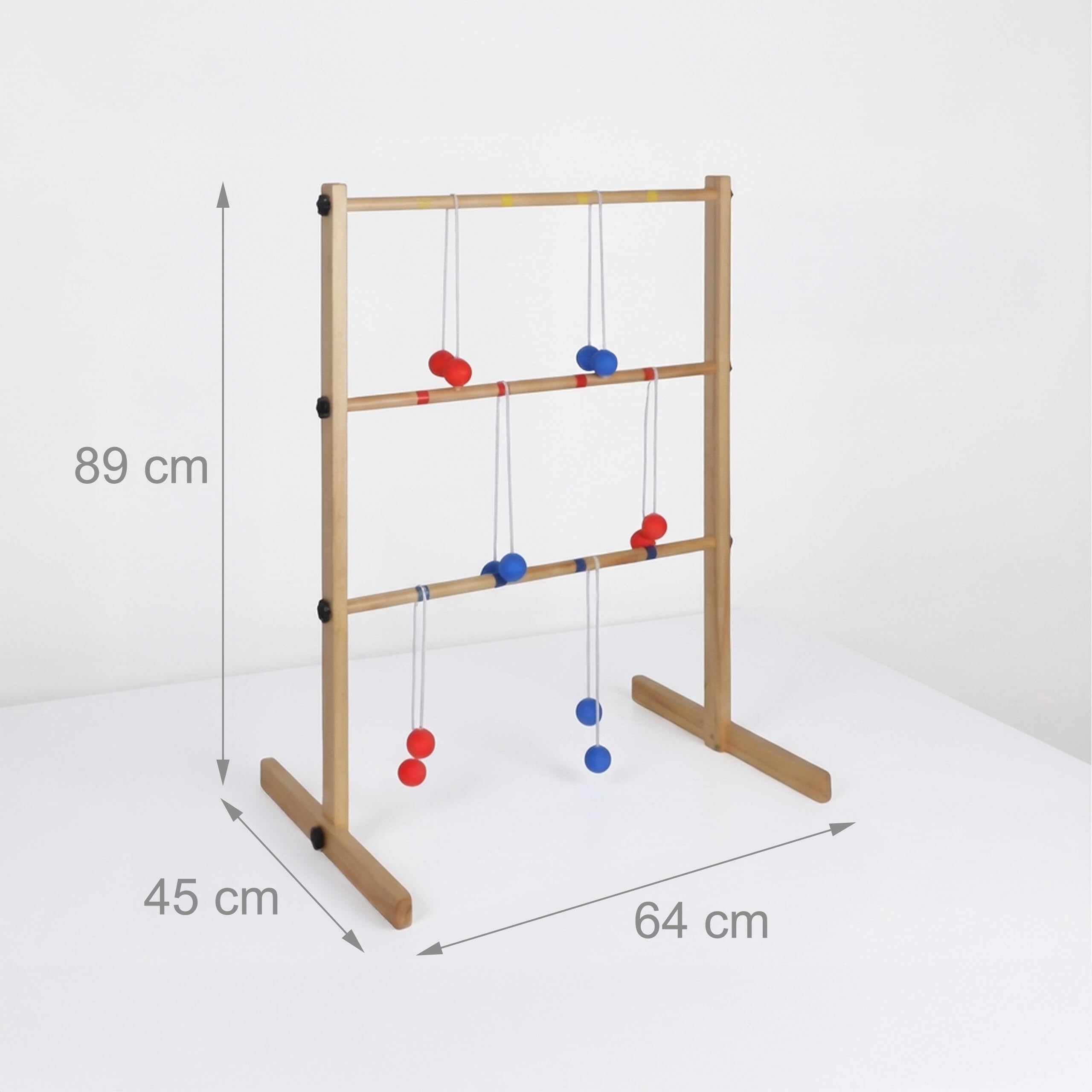 Relaxdays Ladder Golf, Jeu de Lancer extérieur pour Enfants, Bois Naturel, 89×64×45 cm, 6 balles