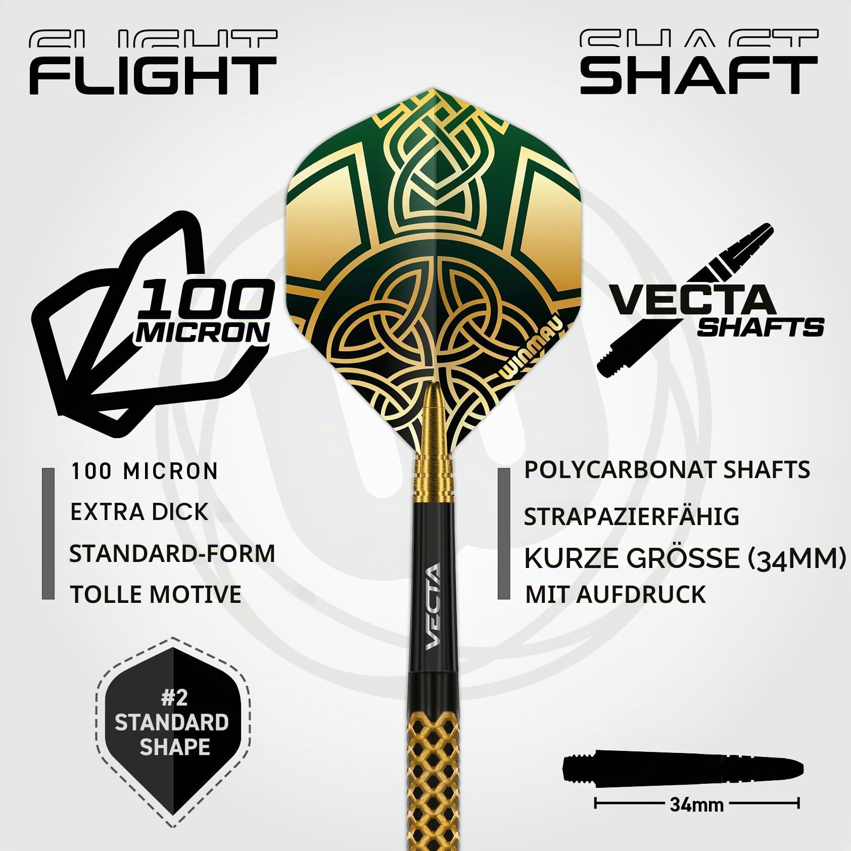 WINMAU Professioneller Spieler - Brendon Dolan Signature Series - 90% Profi Wolfram Dartpfeile - Metallspitze Darts Set mit Dart Flüge und Dart Wellen - Verfügbare Gewichte 23g & 25g