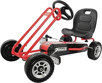 Kids Pedal Go Kart, 4 Wheel Bike Cart, Ride for Ages 4-8, Red - Outdoor Bicycle Karts with Plastic Wheels for Boys and Girls