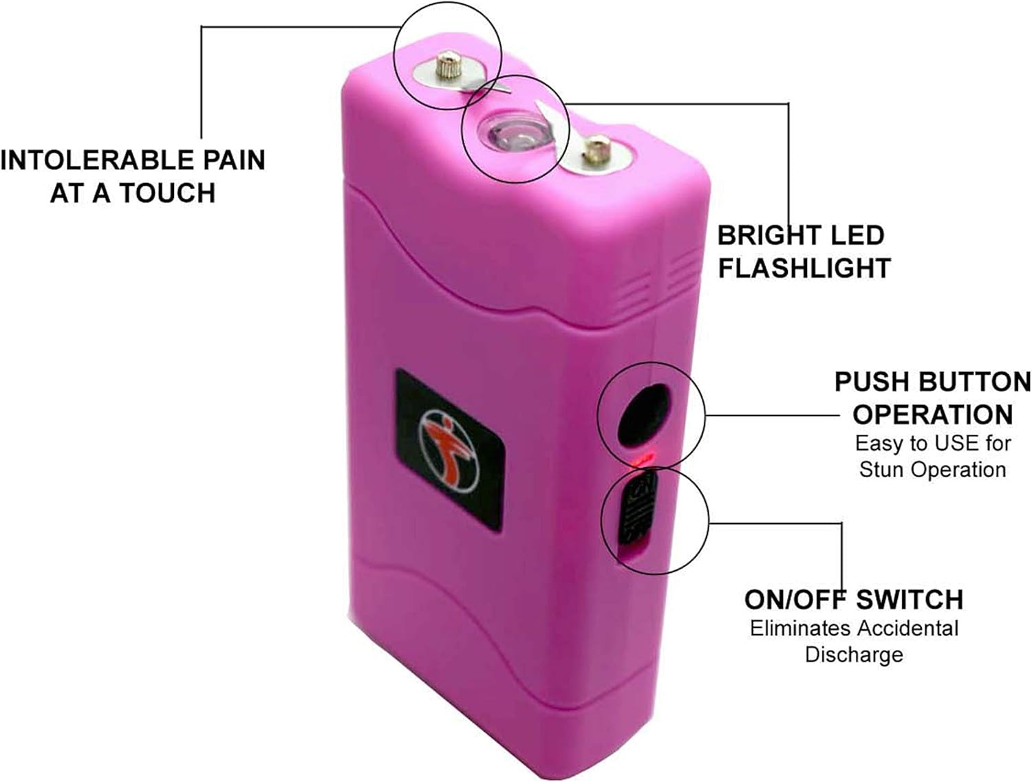 FIGHTSENSE Super Heavy Duty Stun Gun for Self Defense with Bright Led Flashlight, Rechargeable Battery, Nylon Holsters with Belt Loop for Easy Cary (Pink) : Sports & Outdoors