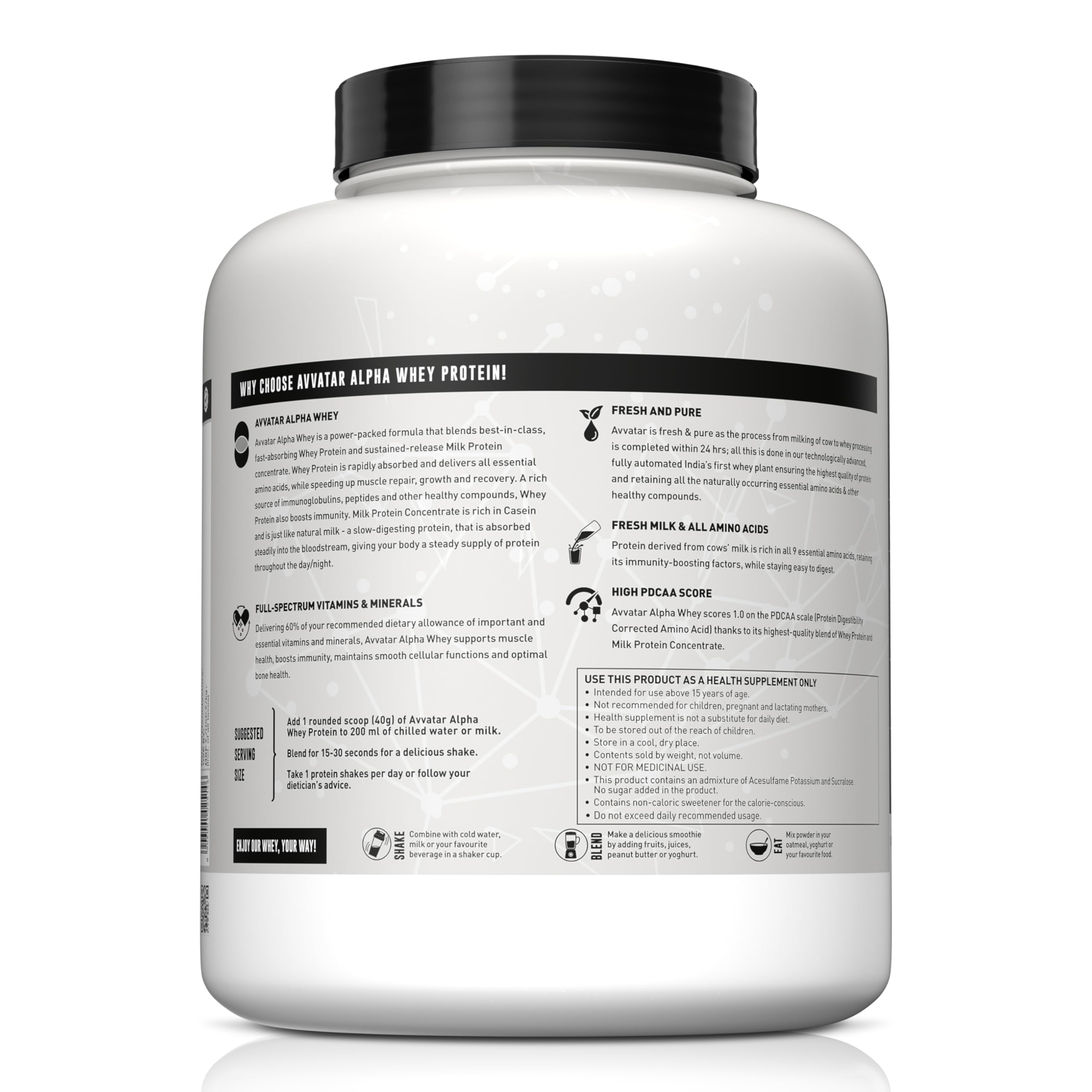 avvatar ALPHA WHEY PROTEIN | 2Kg | Belgian Chocolate Flavour | 25g Protein | 50 Servings — Amazon image 3