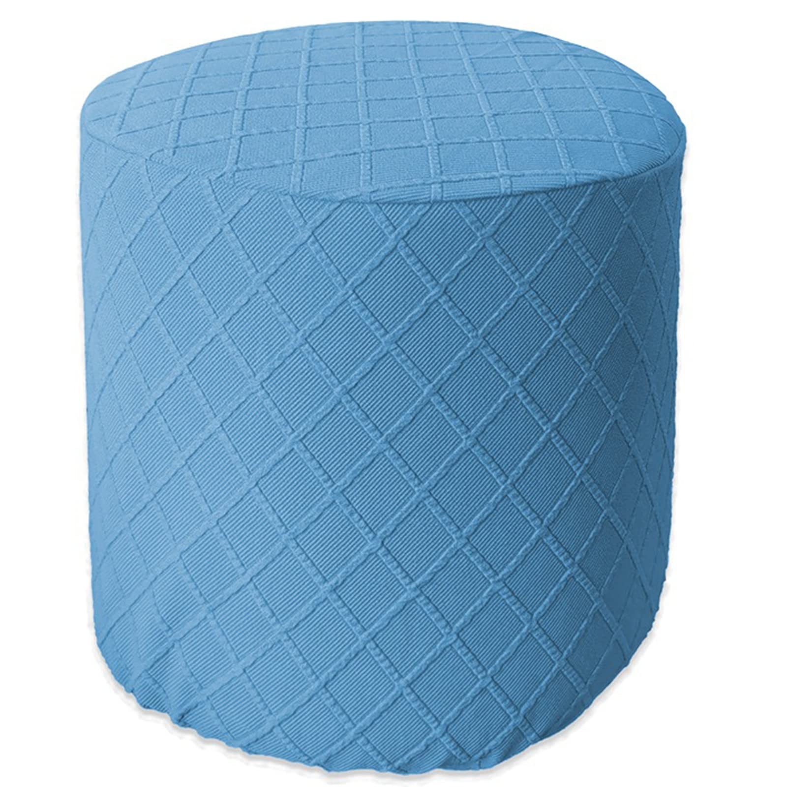 Mswborml Blue, Stretch Round Ottoman Slipcover Extra Large with Elastic Band, Anti-Slip Round Footstool Covers Slipcovers for Living Room, Removable Slip Covers for Foot Stool Ottoman Washable