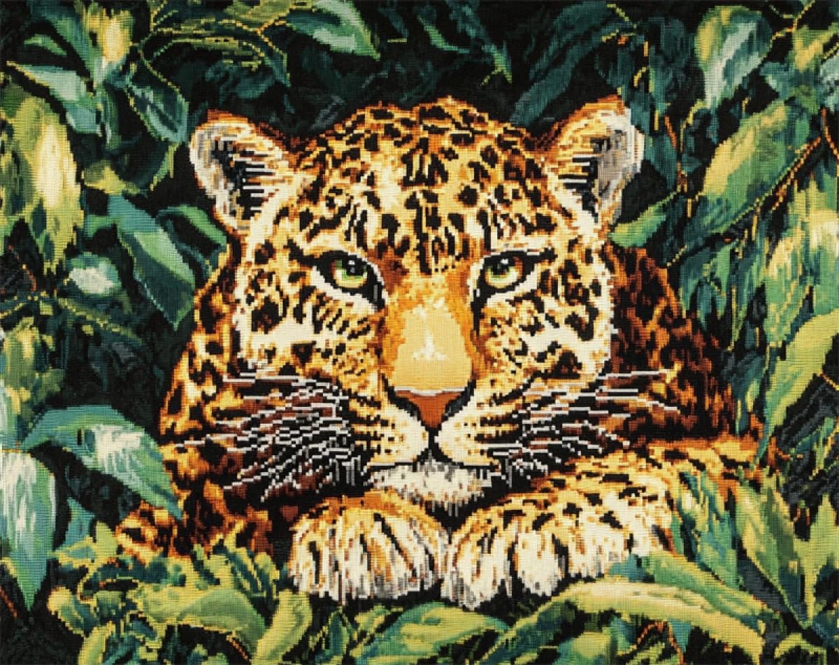N.LANSHAN 11CT Animale Diy Kits De Bordado Punto Cruz Leopardo Di Fantasia Kit Schemi Punto Croce Set Ricamo Stampato，Artigianato Ricamo Arte Per Arredamento Casa 80x100cm