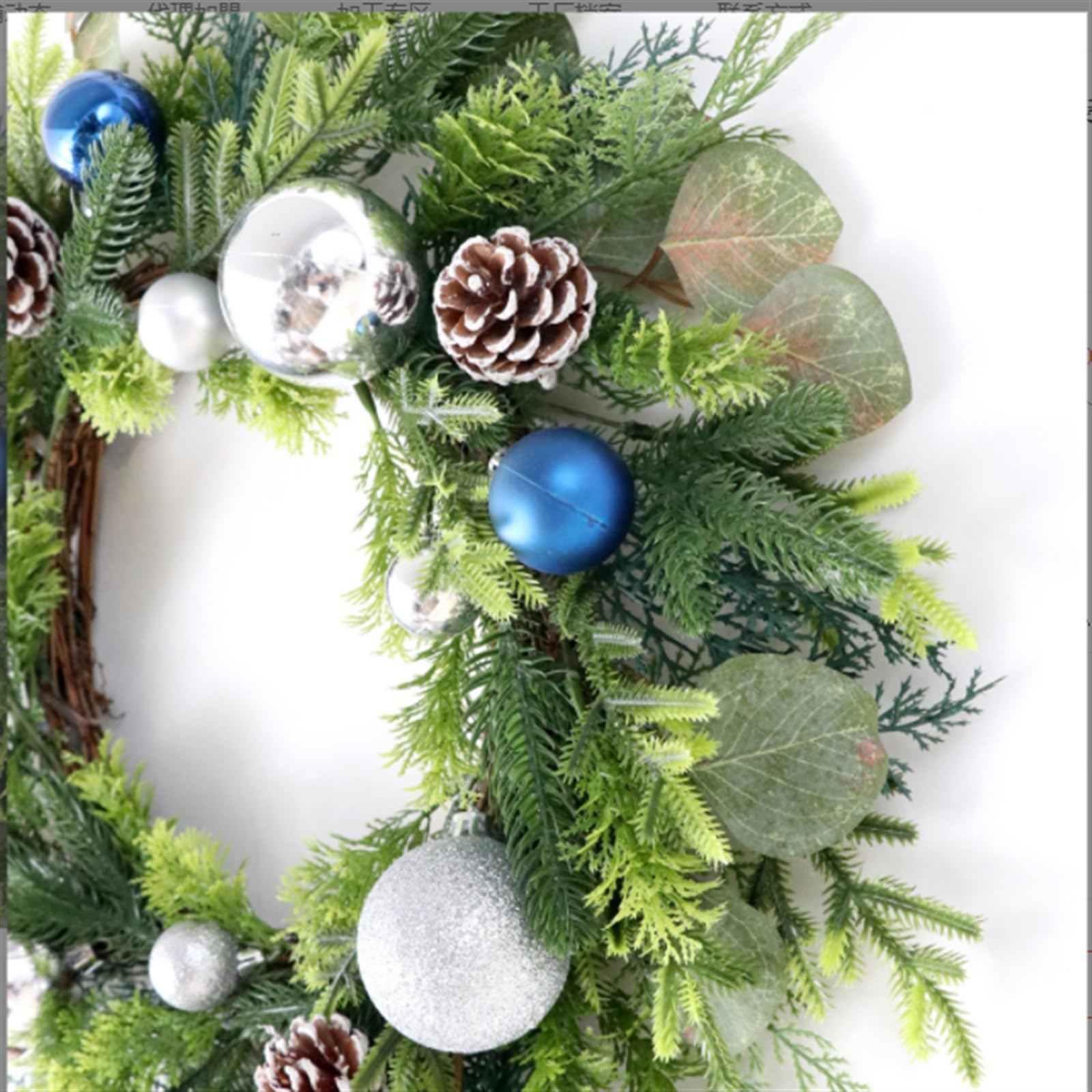 Corona Decorativas Corona De Navidad Decoración Puerta Dorada Champán con Bolas para Puerta