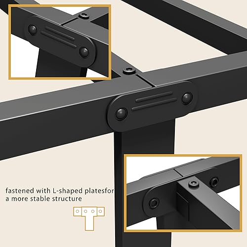 Miniatura 6 de Vengarus Marco de Cama de Metal, Marco de Cama Tamaño Full con Cabecera, Estructuralmente Estable, con Soporte de Listones de Acero Resistente,