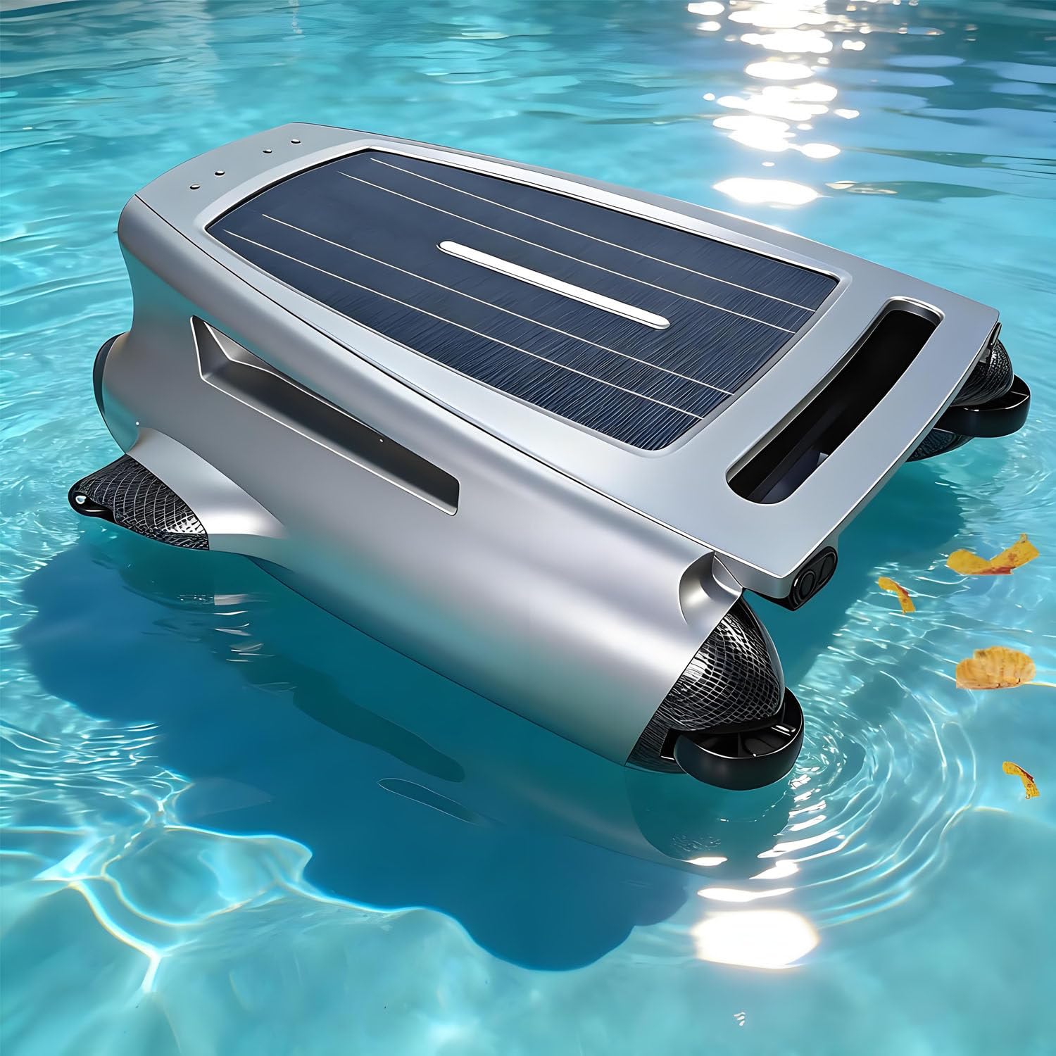 AiODiO Automatic Pool Cleaner ，Solar Pool Skimmer Robot, With App Control, 20h Runtime, 5200mah Battery, 450μm Filter, Maximum Cleaning Area of ​​200㎡，Suitable for Inlaid Pools.