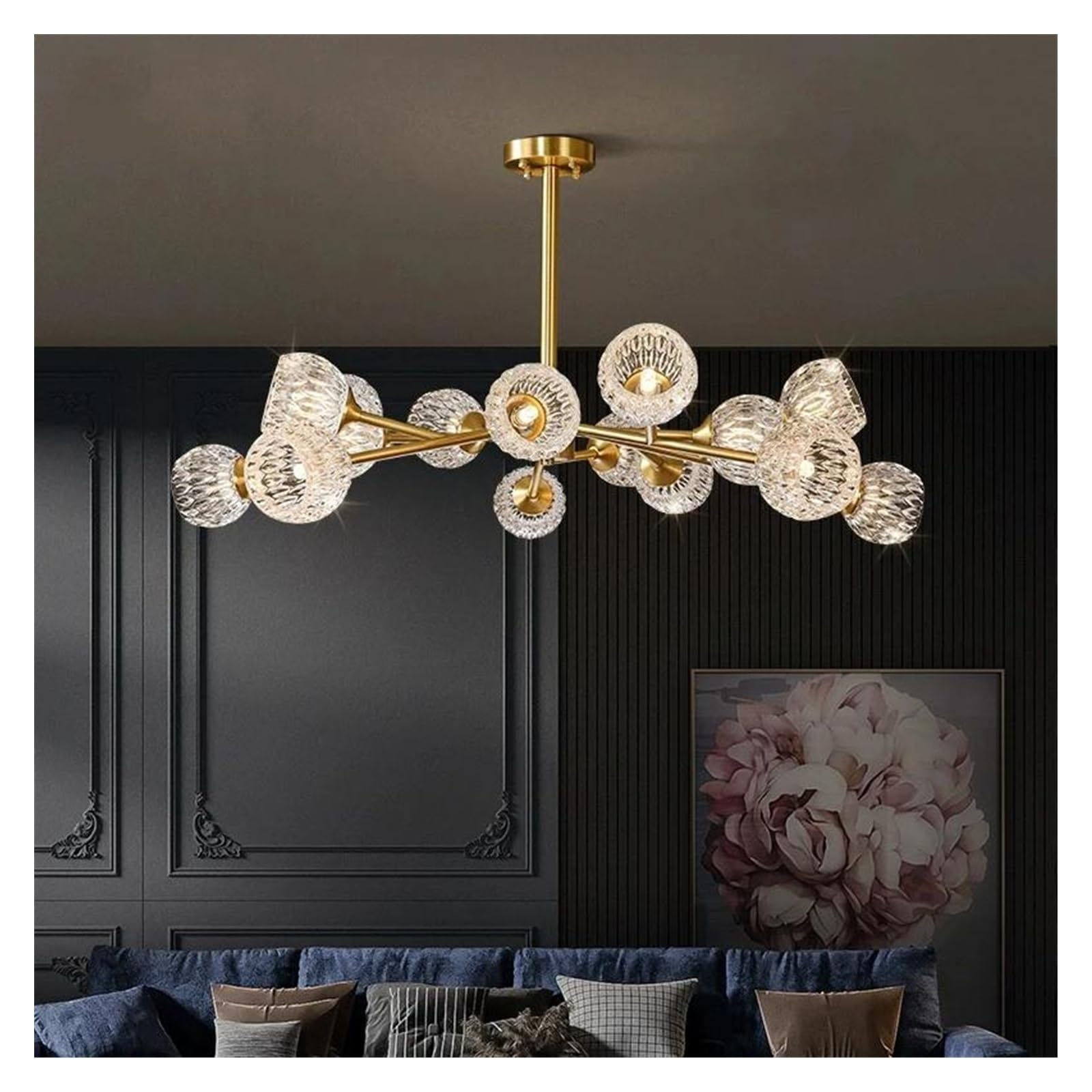 HYJAUSXB LED Ceiling Pendant Light for Living Room, Full Copper Body, Home Decor Fixture Hotel, Lobby(BD95CM 15head)