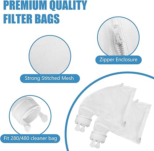 Miniatura 3 de Bolsa de repuesto con cremallera para spa de piscina Zodiac Polaris 280, 480 limpiador de piscinas con cremallera multiusos K13 K16-2 unidades