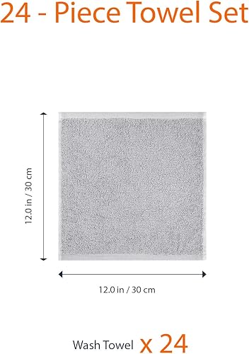 Miniatura 5 de Tienda Basics Toallas de algodón de rizo de secado rápido extra absorbentes paquete de 24 gris 12 x 12 pulgadas