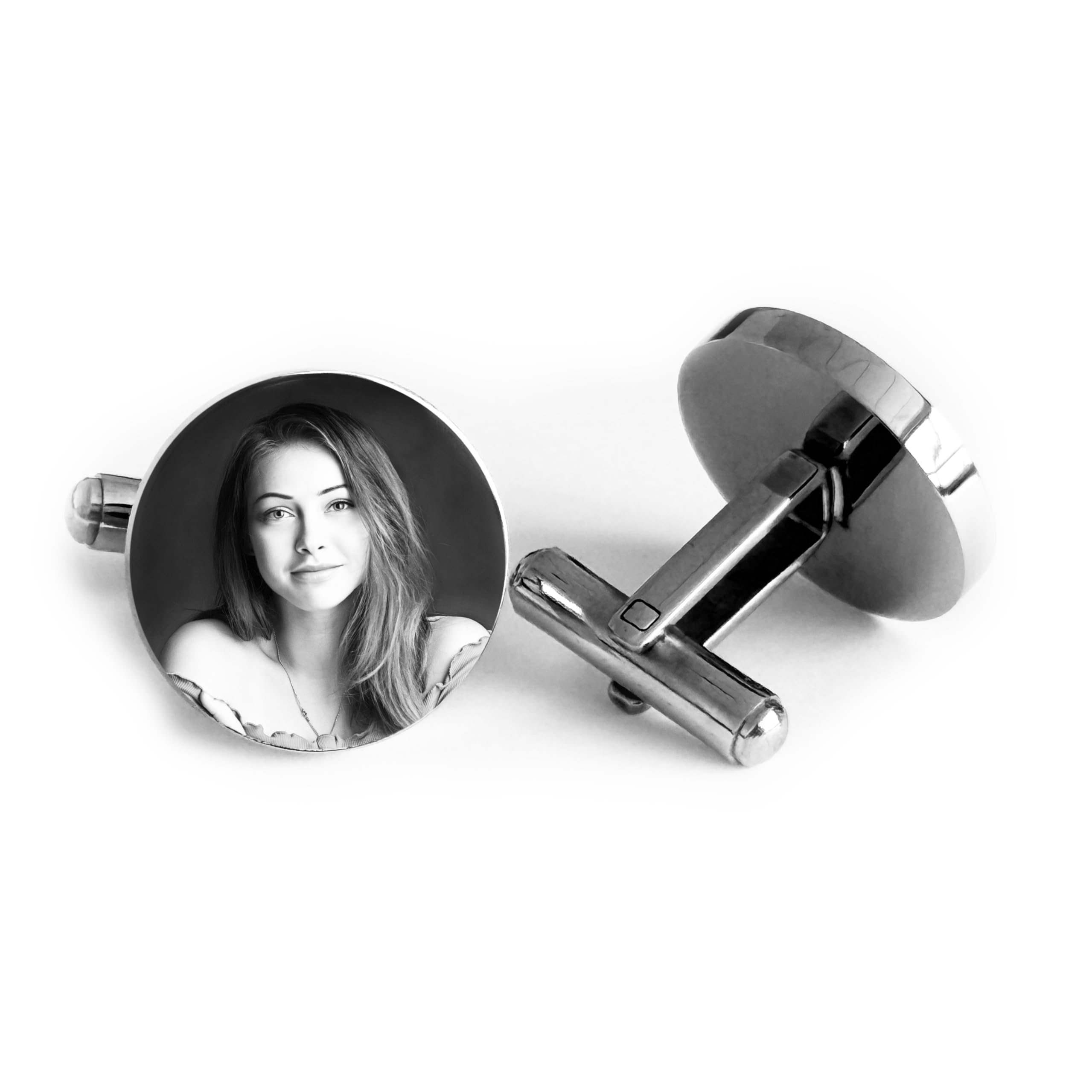 Contento | Personalisierte Manschettenknöpfe aus Edelstahl mit Fotogravur & Textgravur | Personalisierbar | Geschenk für Männer | Gravur in Unterschiedlichen Varianten