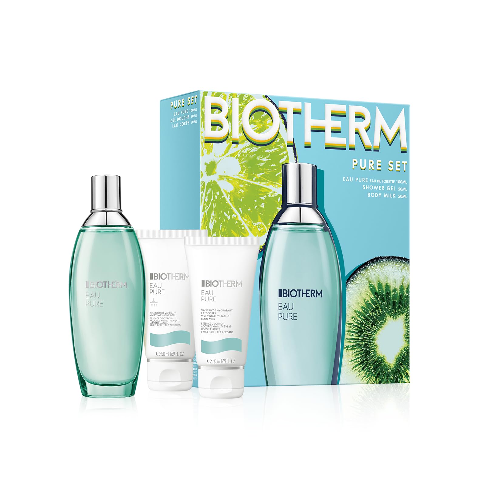 Biotherm Eau Pure Geschenkset 3-teilig: Eau de Toilette 100ml, Duschgel 50ml, Body Milk 50ml