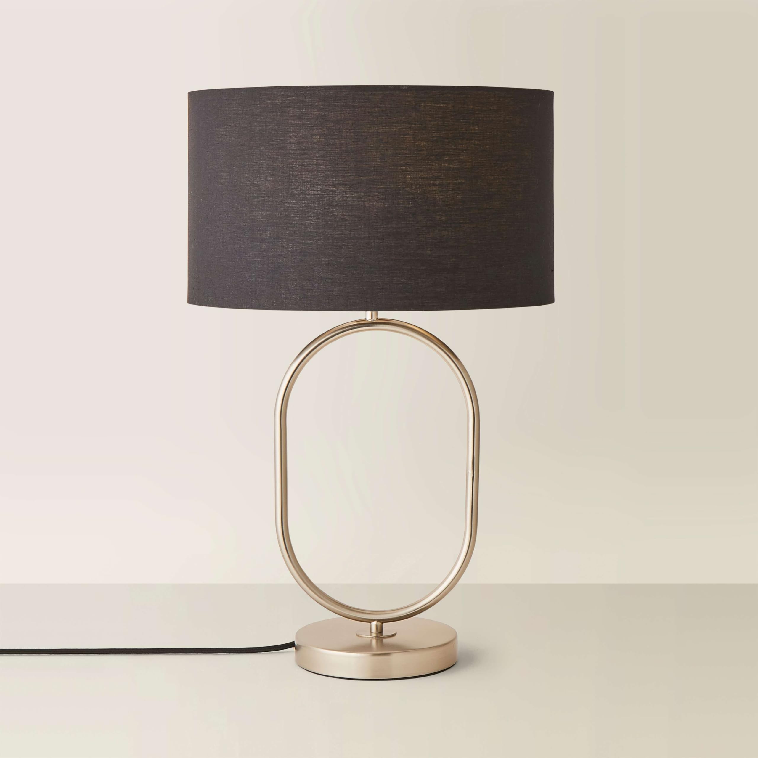 ValueLights | Antonia Black Fabric Drum Lamp Shade Brushed Chrome Oval Table Lamp | Table Lamps, Home Décor & Improvement Essential