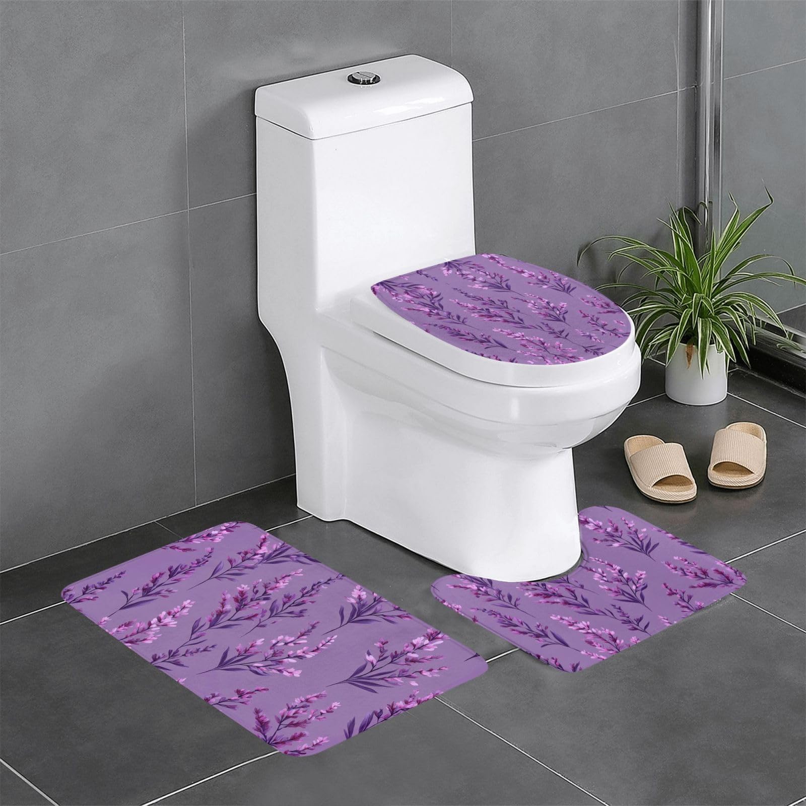 Tapis de salle de bain 61 x 40,6 cm lot de 3 antidérapants violets