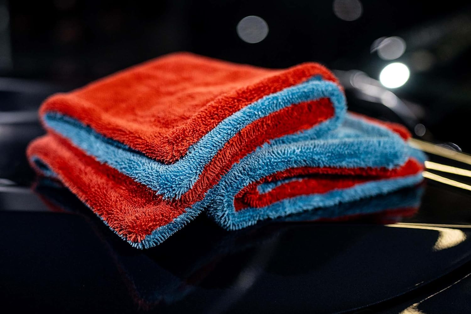 Autofiber Dreadnought Max Triple Layer Microfiber Car Drying Towel, Twist Pile and 1400GSM - Pack of 1, Red/Black (20 inch x 30 inch)