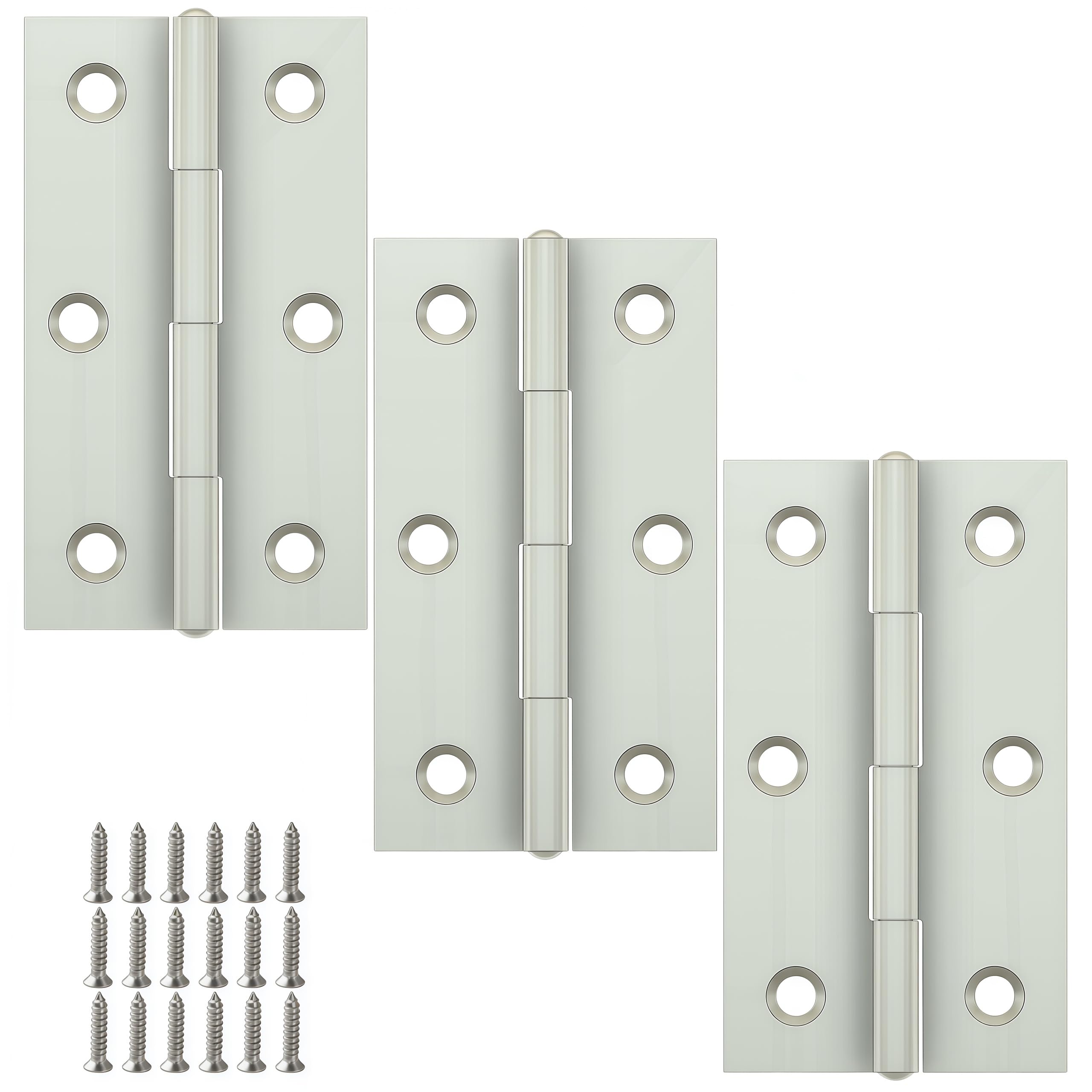 Vbnexyr Regular 3 Pack Stainless Steel Folding Hinges For Cabinets Casement Hinges And Door/Window Hardware With Screws 68 * 39 * 1.2Mm [Steel Core]