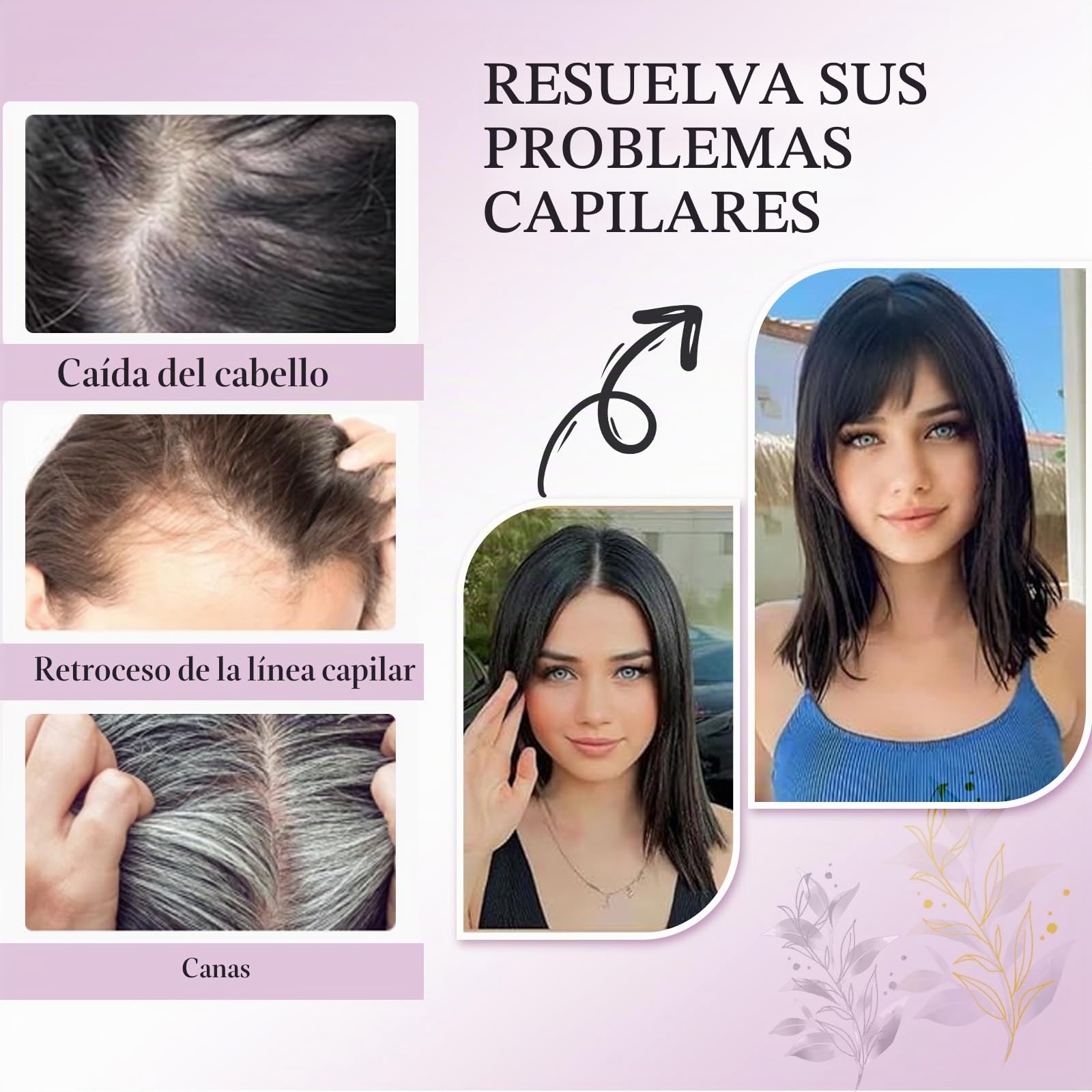 Toppers para el cabello para mujer, de cabello humano real con flequillo, cosido a mano, cobertura 360° 3D, natural para adelgazar el cabello, piezas de pelo para mujeres (marrón medio a rubio helado)