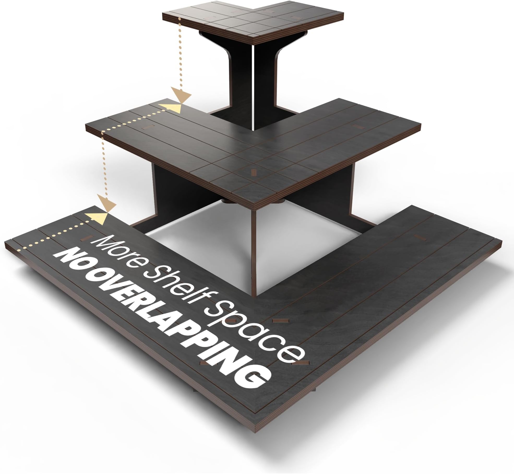 DS THE DISPLAY STORE Corner Black Wooden Tiered Display Stand for Vendor Events, Display Shelves for Craft Shows, Farmers Market, Tradeshows, Earring Display, Card and Sticker Stand, Candle display