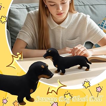 Stuffed Dachshund - Cute Realistic Cartoon Plush Toy, Funny Long Bodied Dog Doll, Adorable Wiener Dogs Puppy | Soft Cuddly Gift for Birthday Children Women Girls Boys Baby Youth Teens