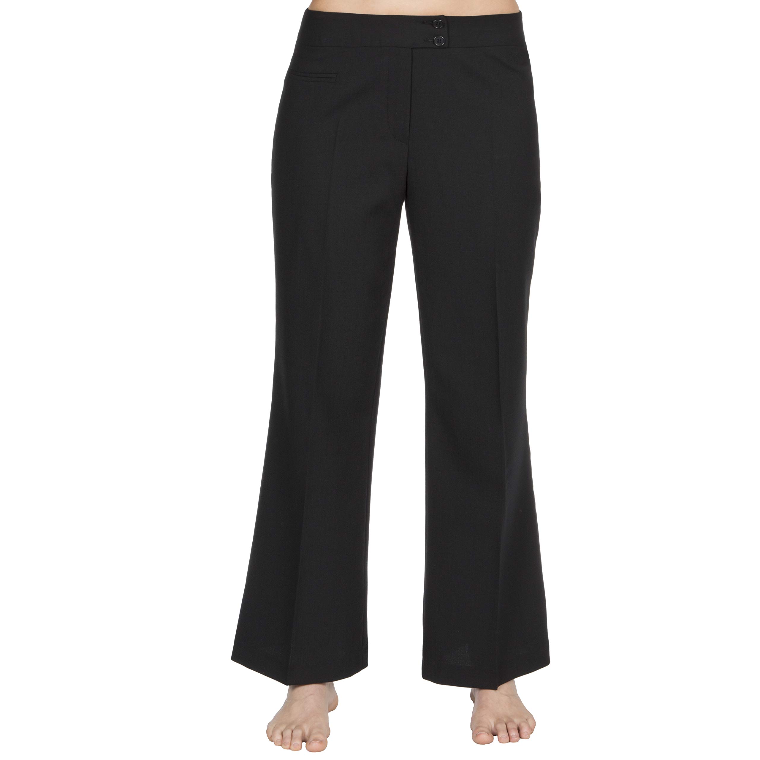 Metzuyan Ladies Work Trousers Office Semi Bootleg Wool Blend Black Size 8 Unhemmed