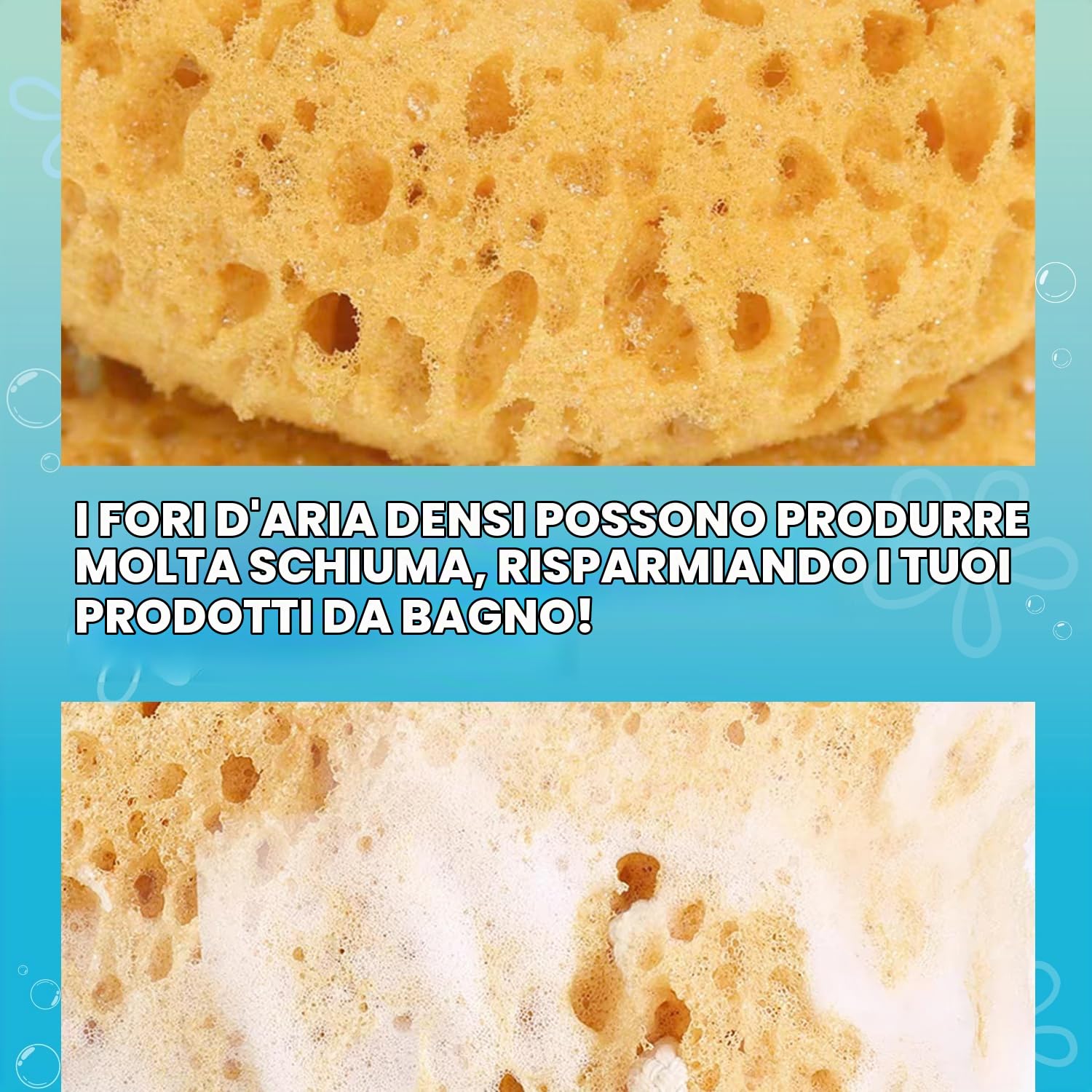 Spugne da bagno, 3 pezzi Spugne di mare naturali Spugne naturali Spugne per il lavaggio del corpo Spugna esfoliante per il corpo ultra morbida con schiuma densa