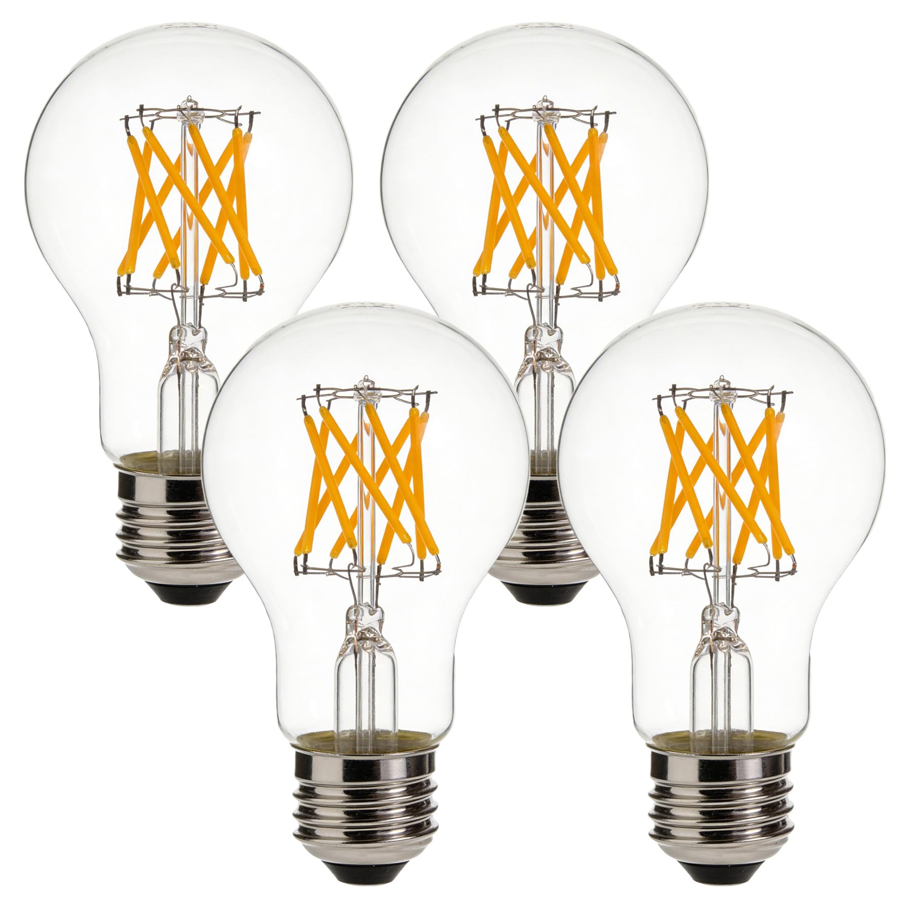 FWAYTECH フィラメント LED電球 E26口金 調光器対応AC100V 電球色2700K 60W形相当 白熱電球代替え 6W 810ルーメン エジソン電球 全方向360度発光 透明LED電球 断熱材施工器具対応 密閉器具対応 省エネ 4個入り (電球色, E26口金(60W形)透明)