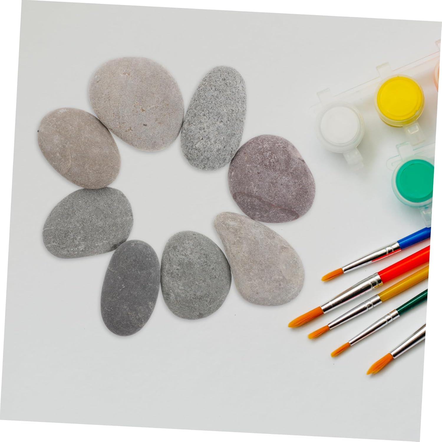 jojofuny 8pcs DIY Flat Hand Painted Pebbles for Boys and Girls Painting Rocks Crafts