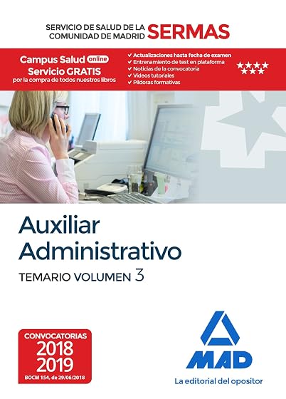 Auxiliar administrativo del servicio de salud de la comunidad de madrid. Temario volumen 3