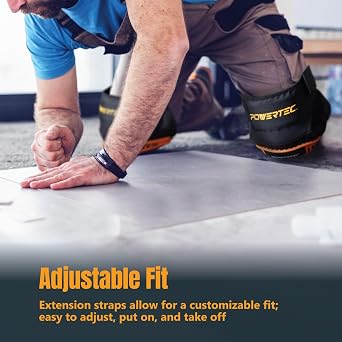 POWERTEC Safety Knee Pads for Men and Women Knee Support with Adjustable Thigh Straps Heavy Duty Shell Soft Foam and Extra Thick Gel Cushion for Work, Construction, Flooring, Roofing (71880)