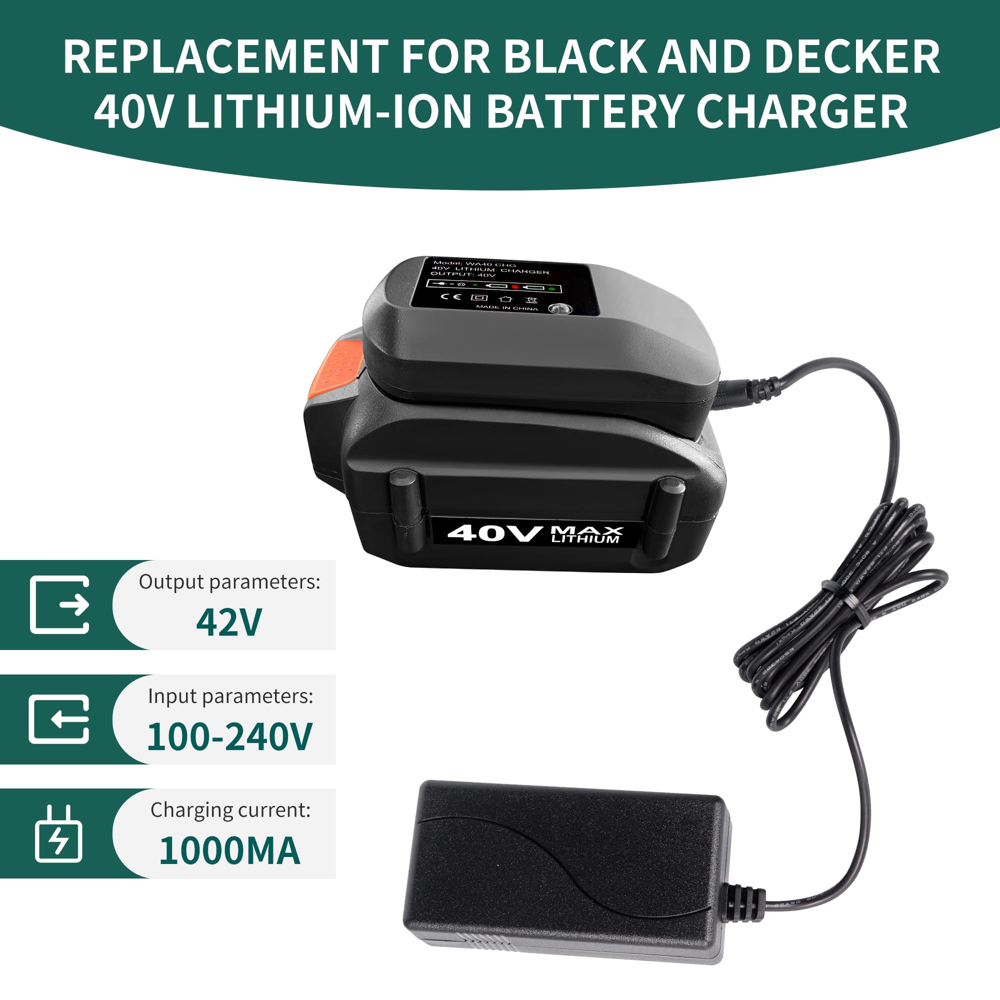 Amazon.com: WA3747 40V MAX Lithium Ion Battery Charger for Worx