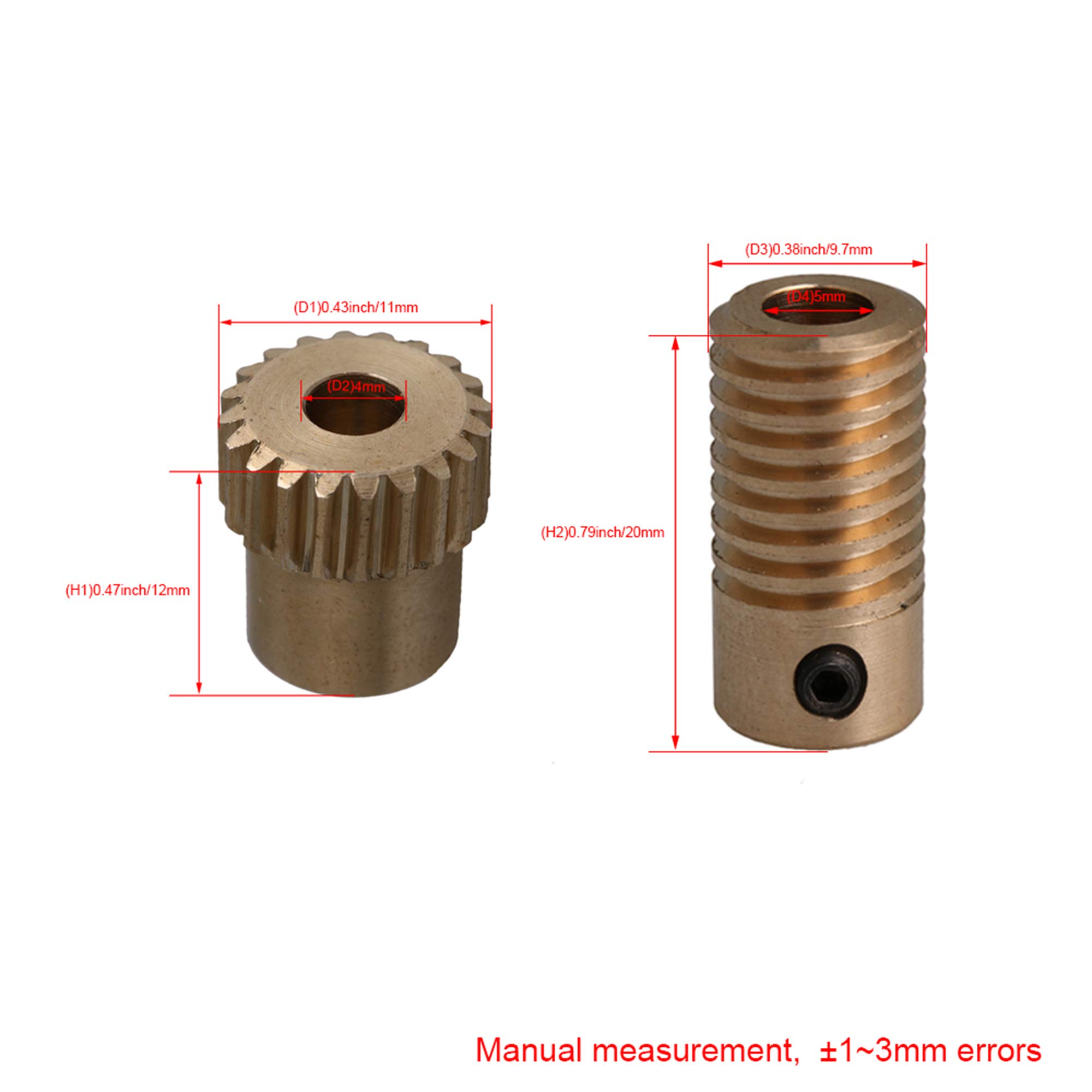 Brass Worm Gears - 20:1 Speed Ratio -4