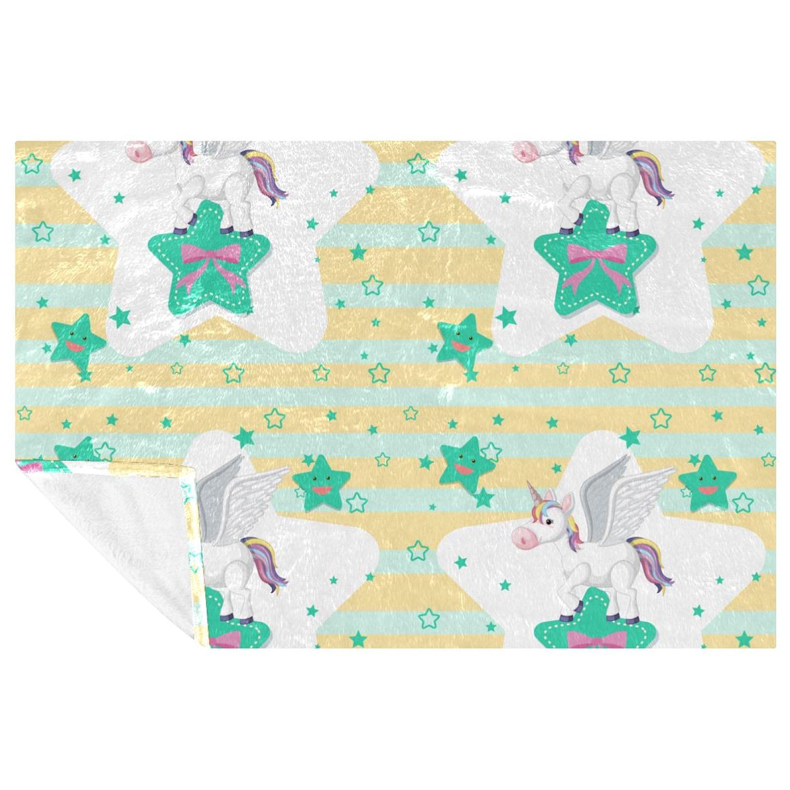 Couverture douce et chaude motif licorne 150x100 cm à haute isolation thermique pour l'hiver