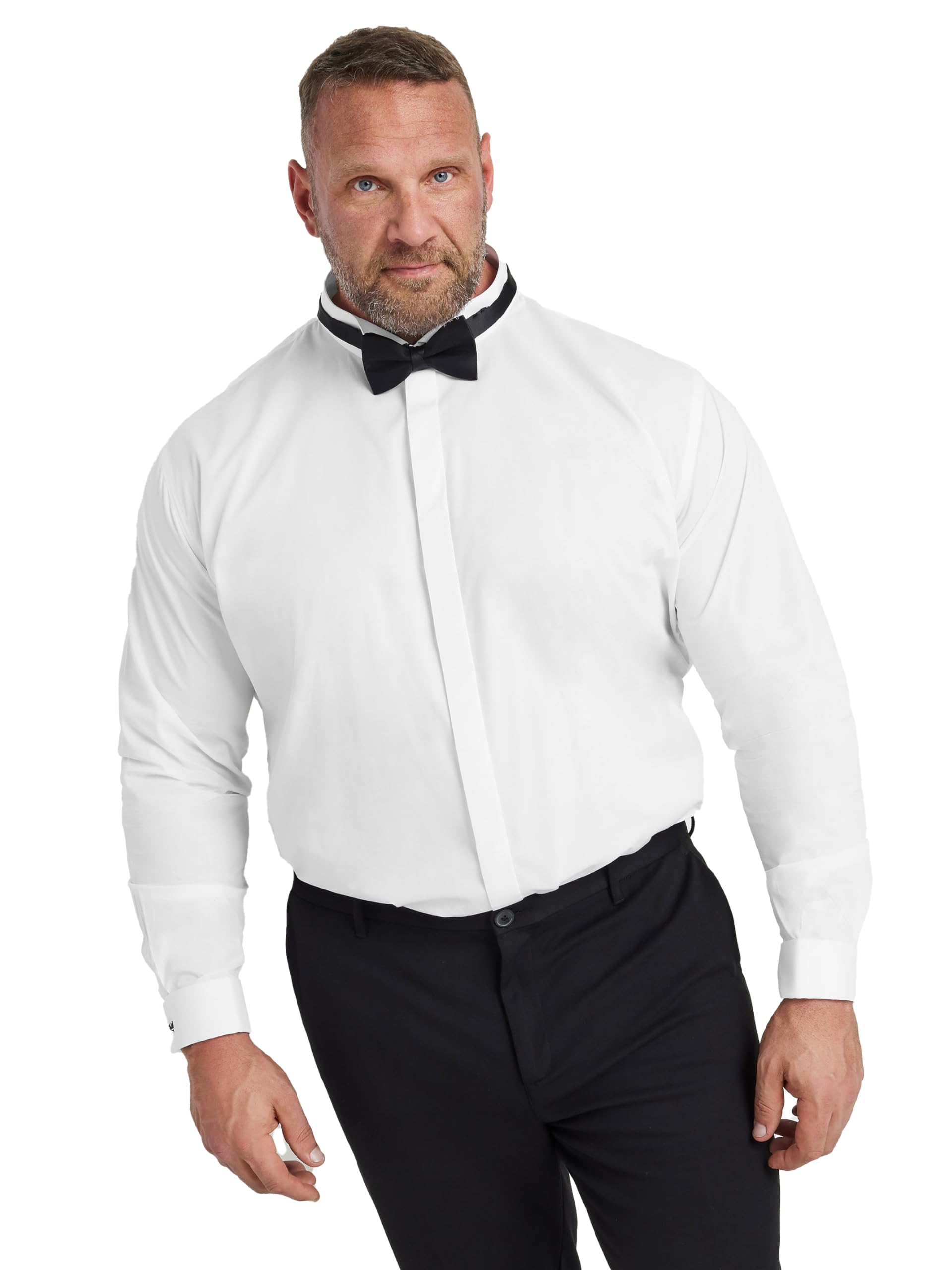 BadRhino Big & Tall Wing Collar Formal Shirt - Men's - Plus Size Curve White