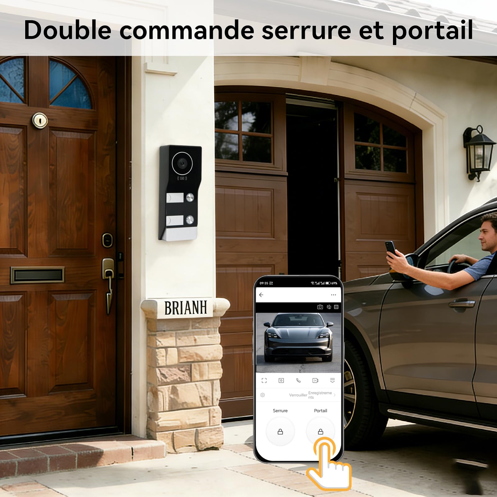 Visiophone Connecté à 2 Fils, Interphone Vidéo Filaire avec 2 Moniteurs 7 Pouces, Unlock à Distance, Audio Bidirectionnel, RFID, Vision Nocturne, WiFi Dual-Band, 2 Family kit
