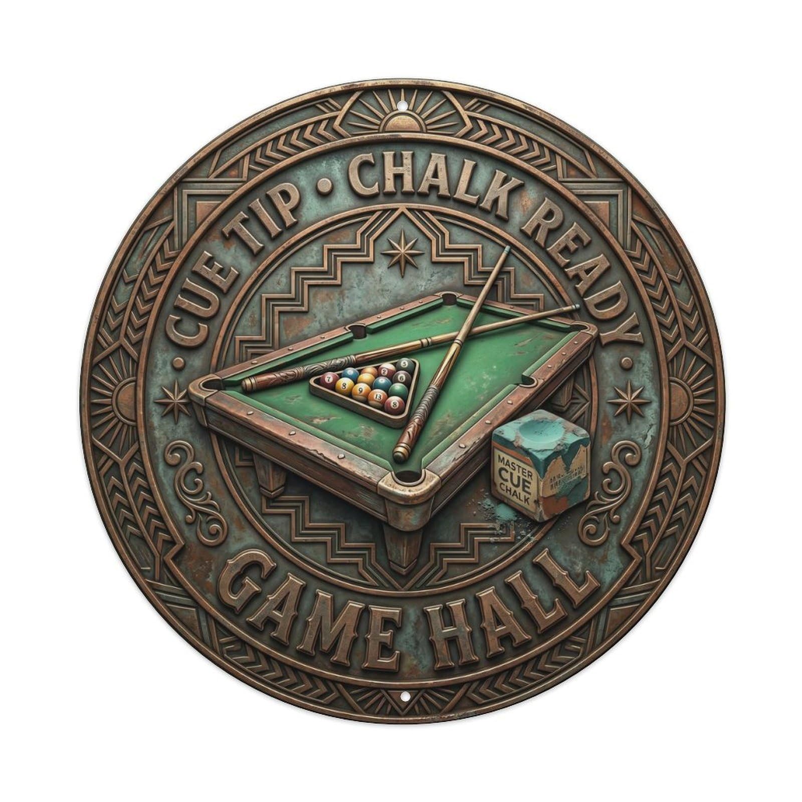 Cwbufd Vintage Style Cue Tip Chalk Ready Game Hall Vintage Metal Tin Sign Plaque Wall Decor For Cafe, Club Bar, Office, Garden Metal Poster 8X8inch
