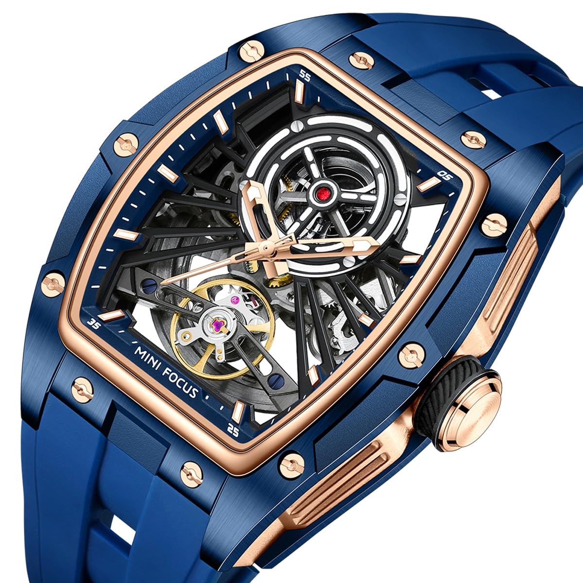 Alienwork MINI FOCUS Orologio Automatico Uomo Donna Scheletro Fondo in Vetro